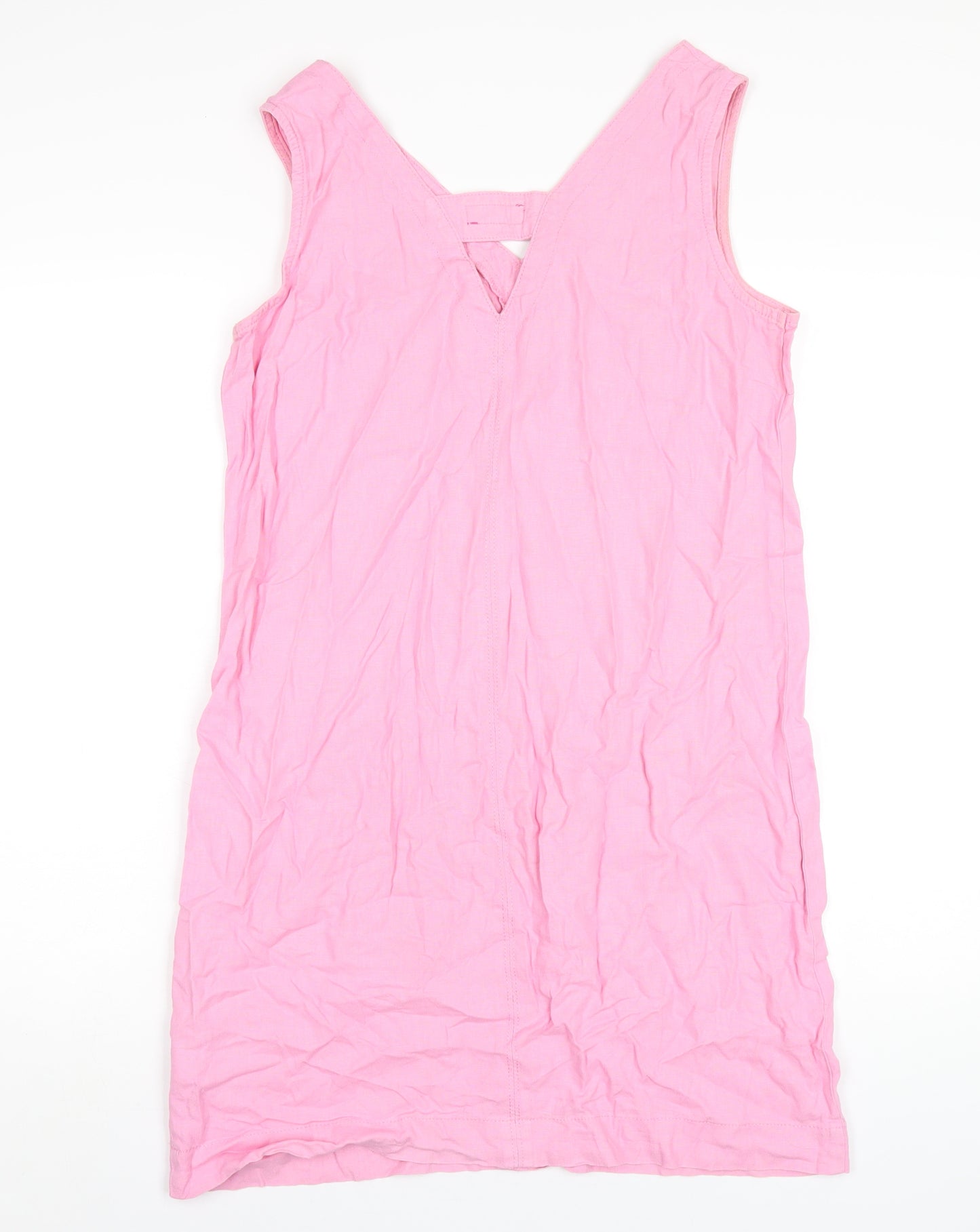 NEXT Womens Pink Linen Tank Dress Size 10 V-Neck Pullover