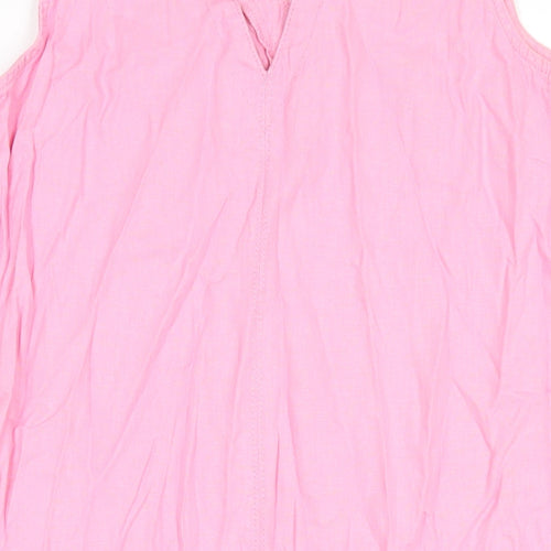 NEXT Womens Pink Linen Tank Dress Size 10 V-Neck Pullover