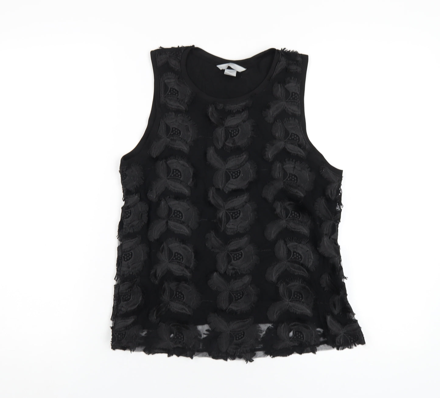 H&M Womens Black Polyester Basic Tank Size S Round Neck
