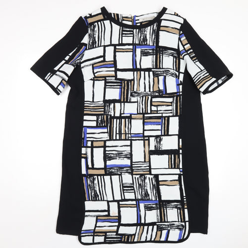 Marks and Spencer Womens Multicoloured Geometric Polyester T-Shirt Dress Size 16 Round Neck Zip