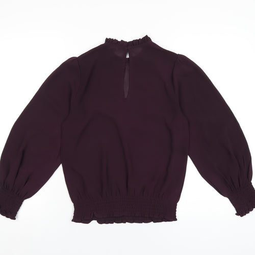 New Look Womens Purple Polyester Basic Blouse Size 8 Round Neck