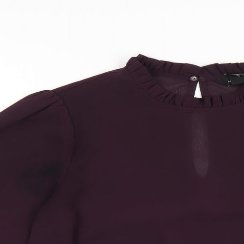 New Look Womens Purple Polyester Basic Blouse Size 8 Round Neck