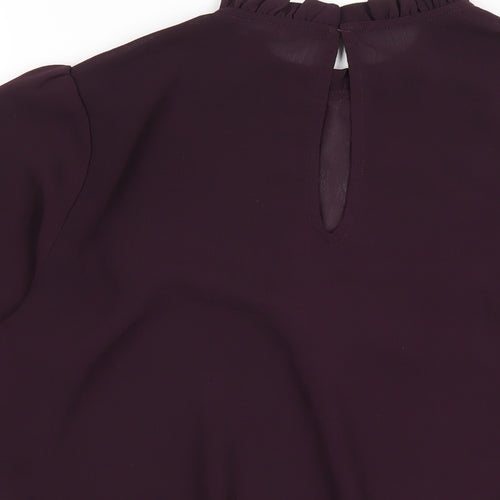 New Look Womens Purple Polyester Basic Blouse Size 8 Round Neck