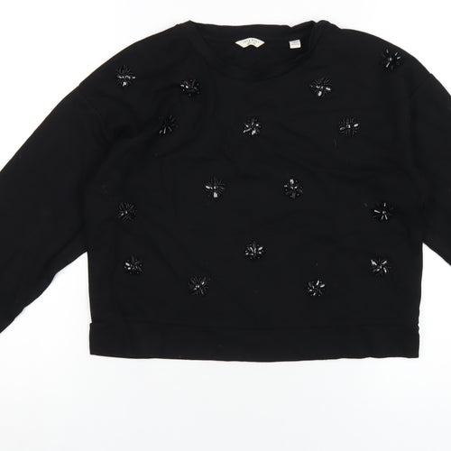 Jack Wills Womens Black Vinyl Pullover Sweatshirt Size 10 Pullover - Beaded