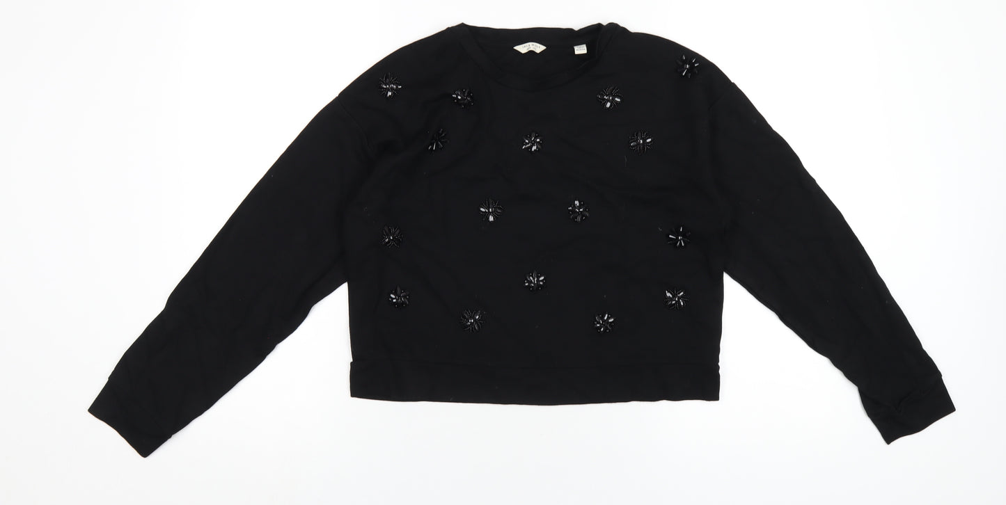 Jack Wills Womens Black Vinyl Pullover Sweatshirt Size 10 Pullover - Beaded