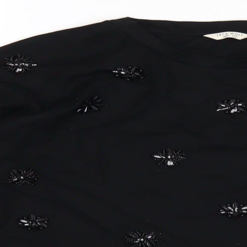 Jack Wills Womens Black Vinyl Pullover Sweatshirt Size 10 Pullover - Beaded