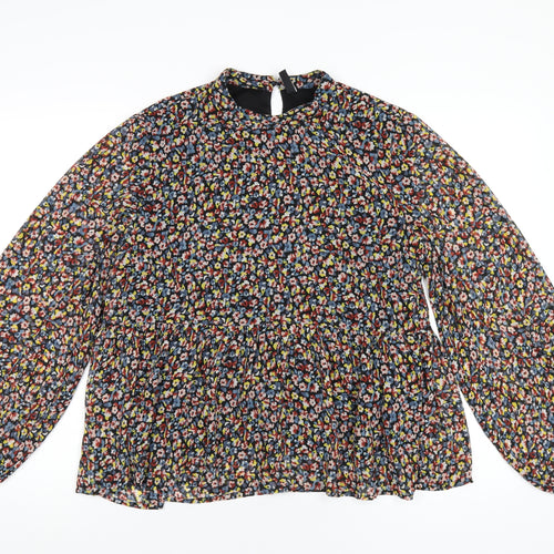Pieces Womens Multicoloured Floral Polyester Basic Blouse Size L Round Neck