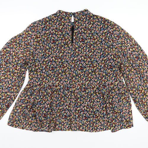 Pieces Womens Multicoloured Floral Polyester Basic Blouse Size L Round Neck