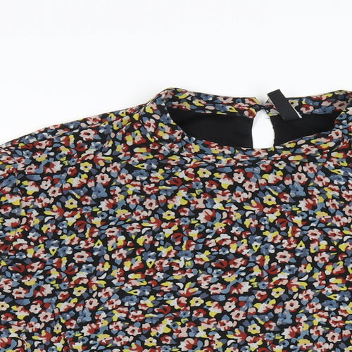Pieces Womens Multicoloured Floral Polyester Basic Blouse Size L Round Neck