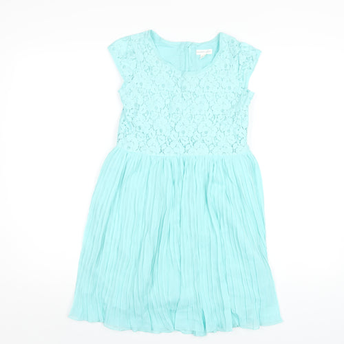 Pumpkin Girls Blue Cotton A-Line Size 11 Years Round Neck Zip