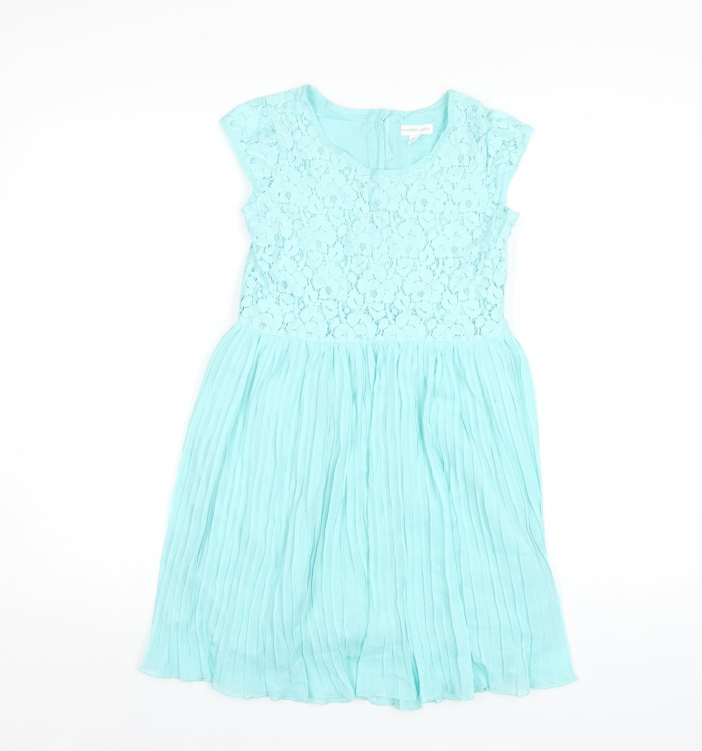 Pumpkin Girls Blue Cotton A-Line Size 11 Years Round Neck Zip