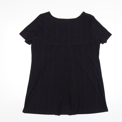 John Richmond Womens Purple Geometric Polyester Basic T-Shirt Size 16 Scoop Neck