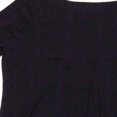 John Richmond Womens Purple Geometric Polyester Basic T-Shirt Size 16 Scoop Neck