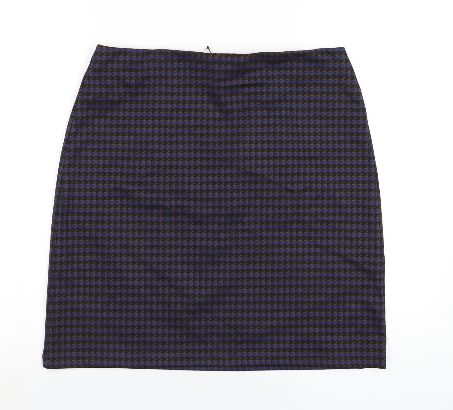 Marks and Spencer Womens Blue Geometric Polyester A-Line Skirt Size 14