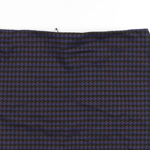 Marks and Spencer Womens Blue Geometric Polyester A-Line Skirt Size 14