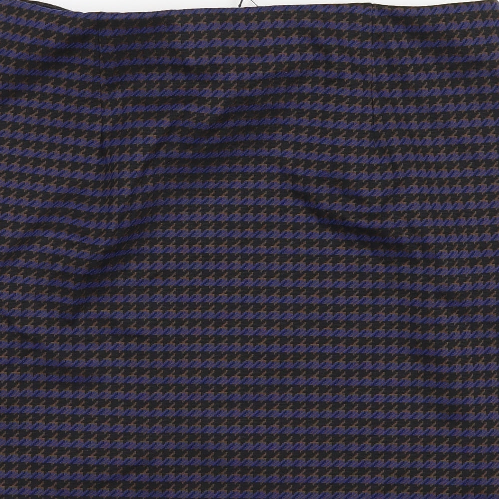 Marks and Spencer Womens Blue Geometric Polyester A-Line Skirt Size 14