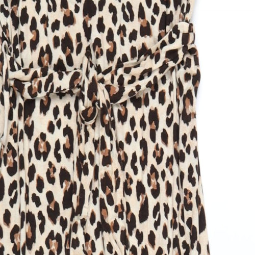 Very Womens Beige Animal Print Viscose A-Line Size 14 V-Neck Pullover - Leopard Print