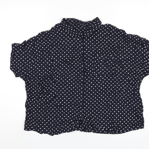 Marks and Spencer Womens Blue Polka Dot Viscose Basic Button-Up Size 20 Collared
