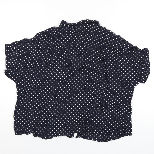 Marks and Spencer Womens Blue Polka Dot Viscose Basic Button-Up Size 20 Collared