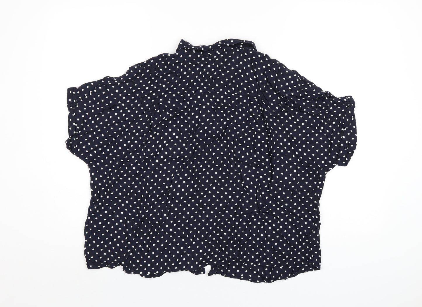 Marks and Spencer Womens Blue Polka Dot Viscose Basic Button-Up Size 20 Collared