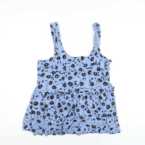 NEXT Womens Blue Floral Viscose Basic Tank Size 16 Scoop Neck