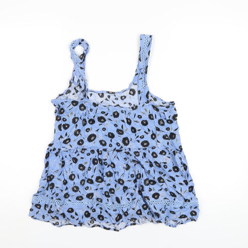 NEXT Womens Blue Floral Viscose Basic Tank Size 16 Scoop Neck