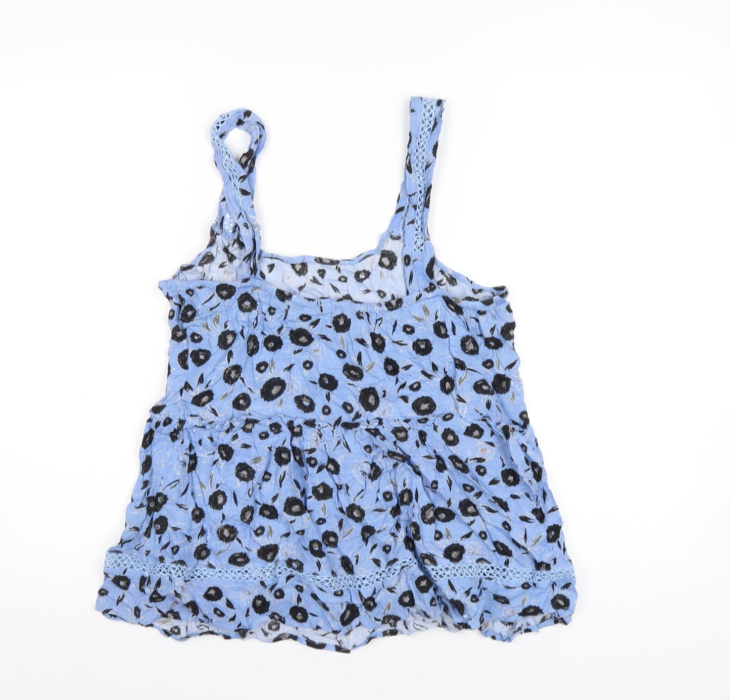 NEXT Womens Blue Floral Viscose Basic Tank Size 16 Scoop Neck