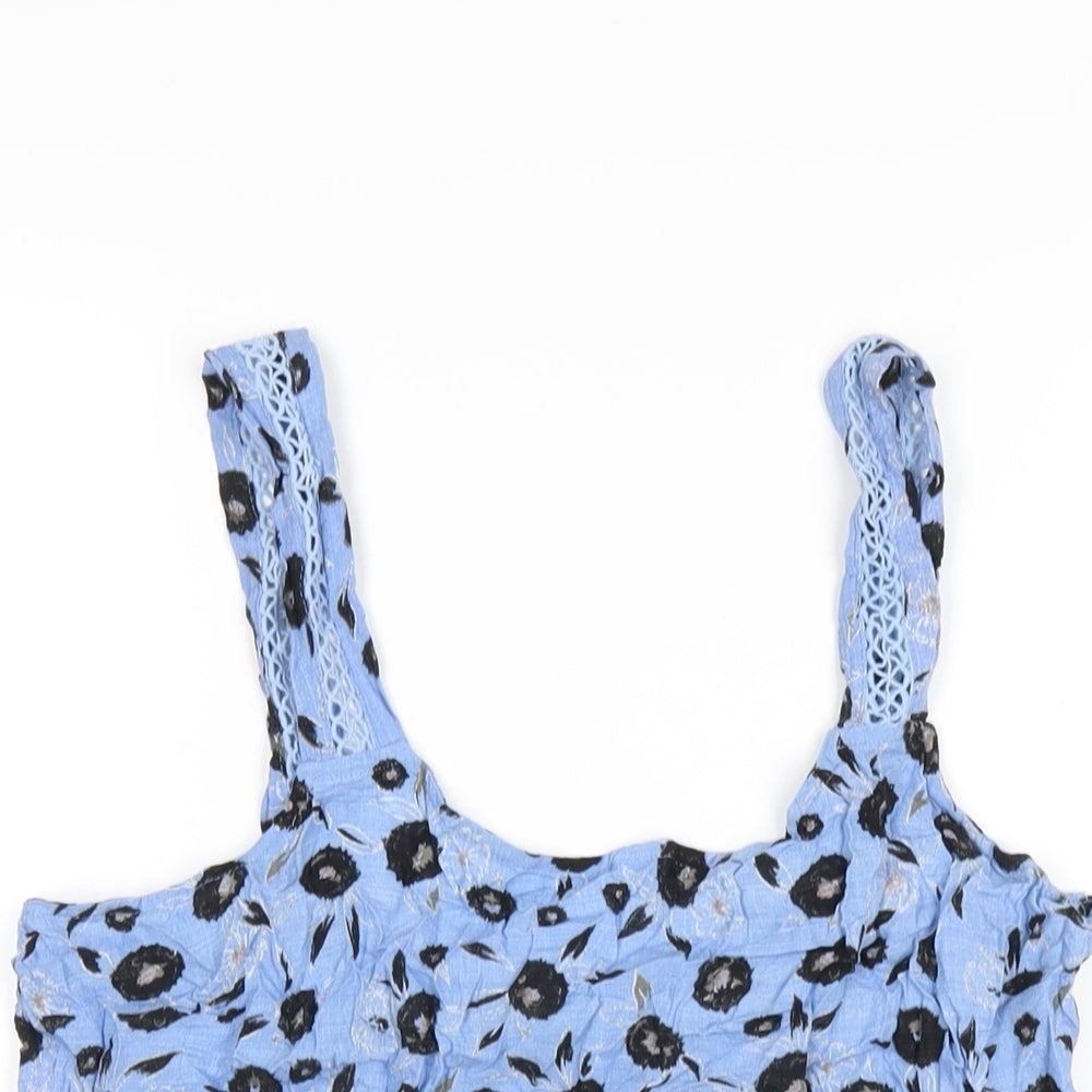 NEXT Womens Blue Floral Viscose Basic Tank Size 16 Scoop Neck