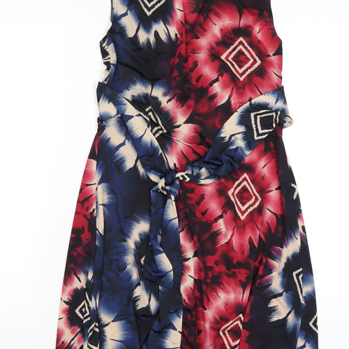 Mandi Womens Multicoloured Geometric Polyester A-Line Size 12 V-Neck Pullover