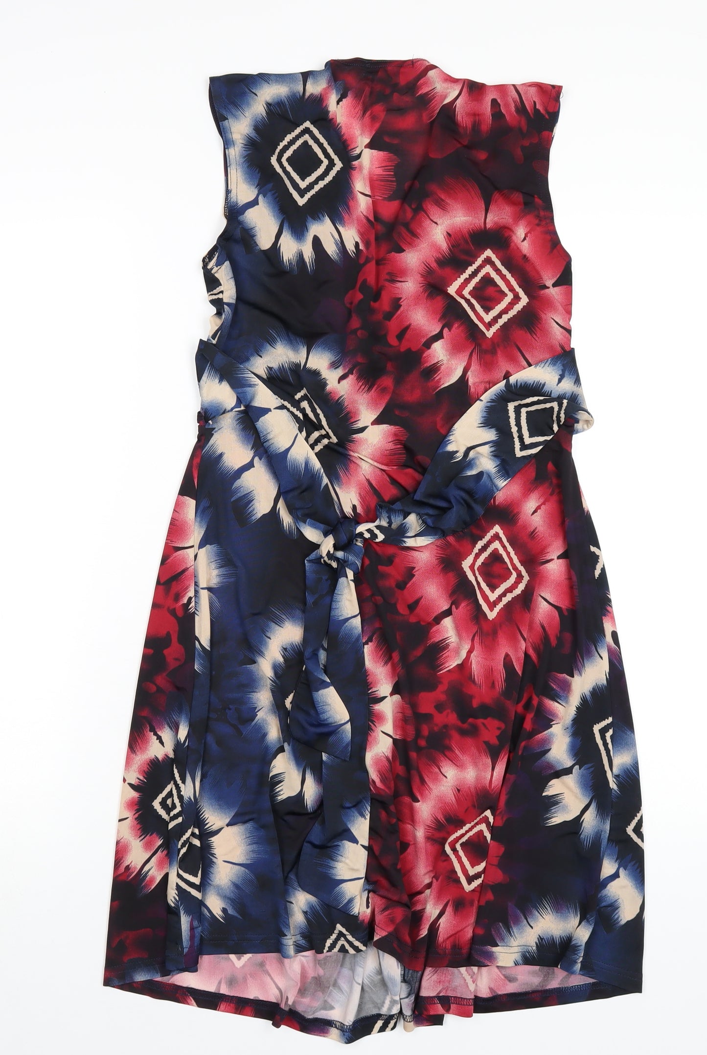 Mandi Womens Multicoloured Geometric Polyester A-Line Size 12 V-Neck Pullover