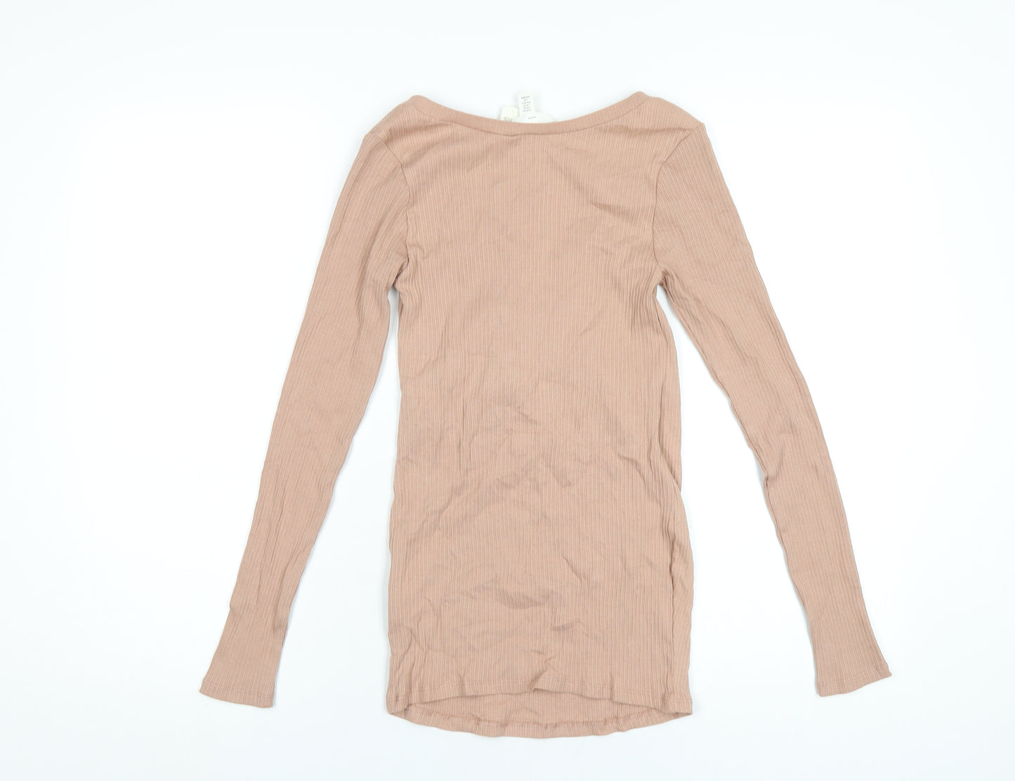 H&M Womens Pink Cotton Basic T-Shirt Size XS V-Neck