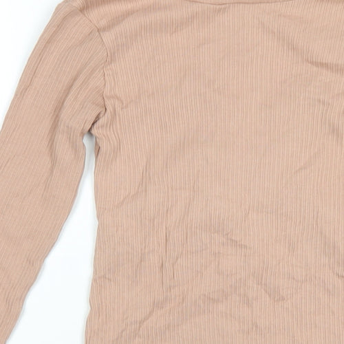 H&M Womens Pink Cotton Basic T-Shirt Size XS V-Neck