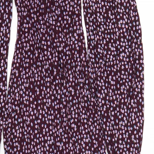 Missguided Womens Purple Floral Viscose Bodycon Size 4 Square Neck Pullover