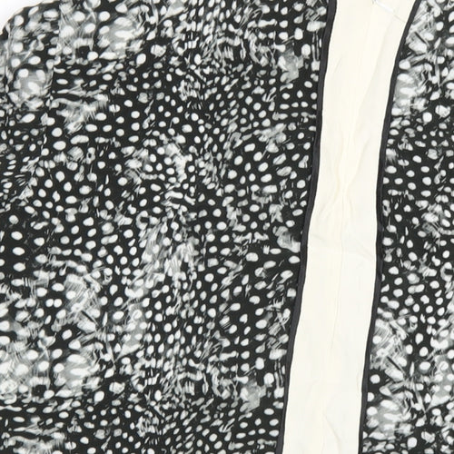 Topshop Womens Black Geometric Polyester Basic T-Shirt Size 12 Round Neck