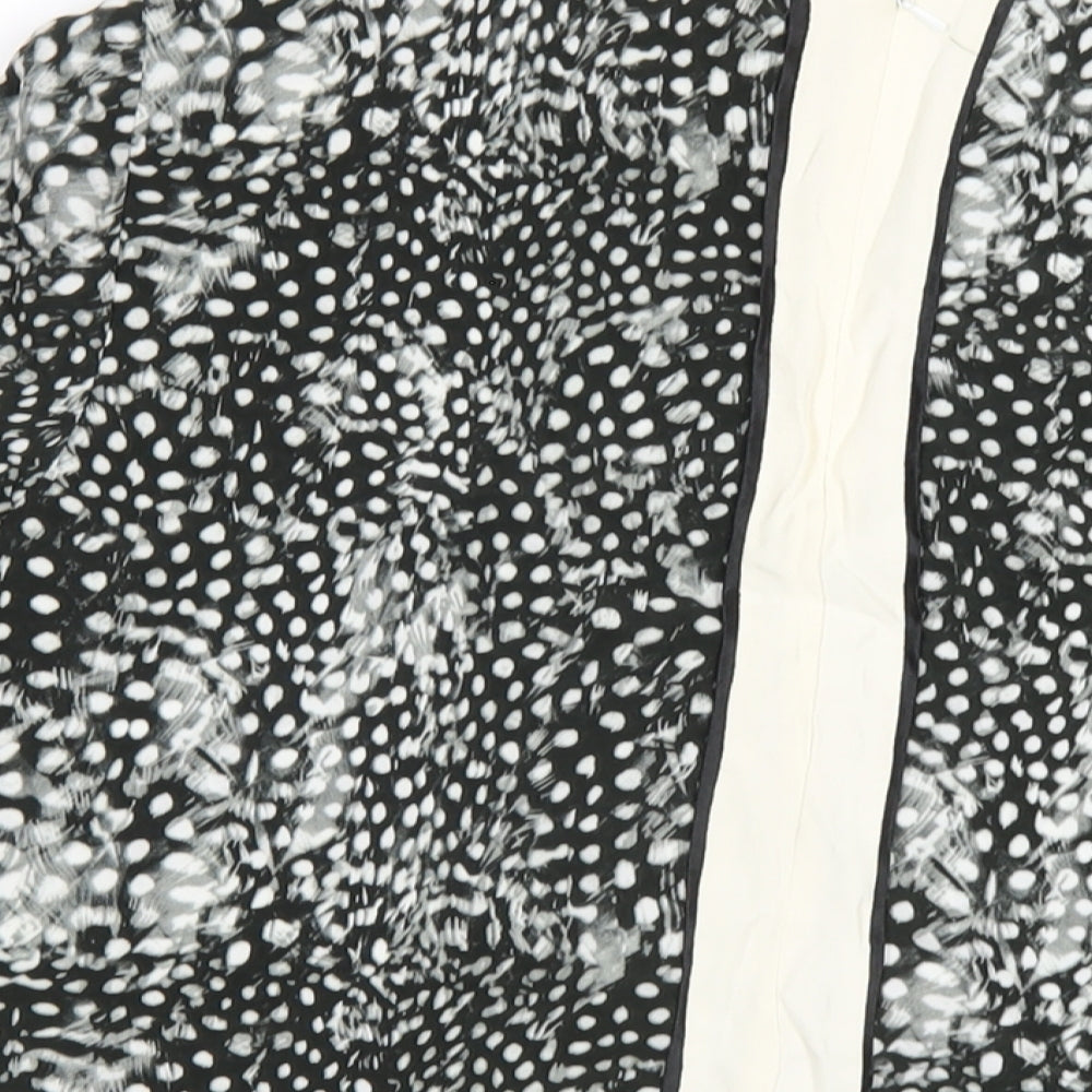 Topshop Womens Black Geometric Polyester Basic T-Shirt Size 12 Round Neck