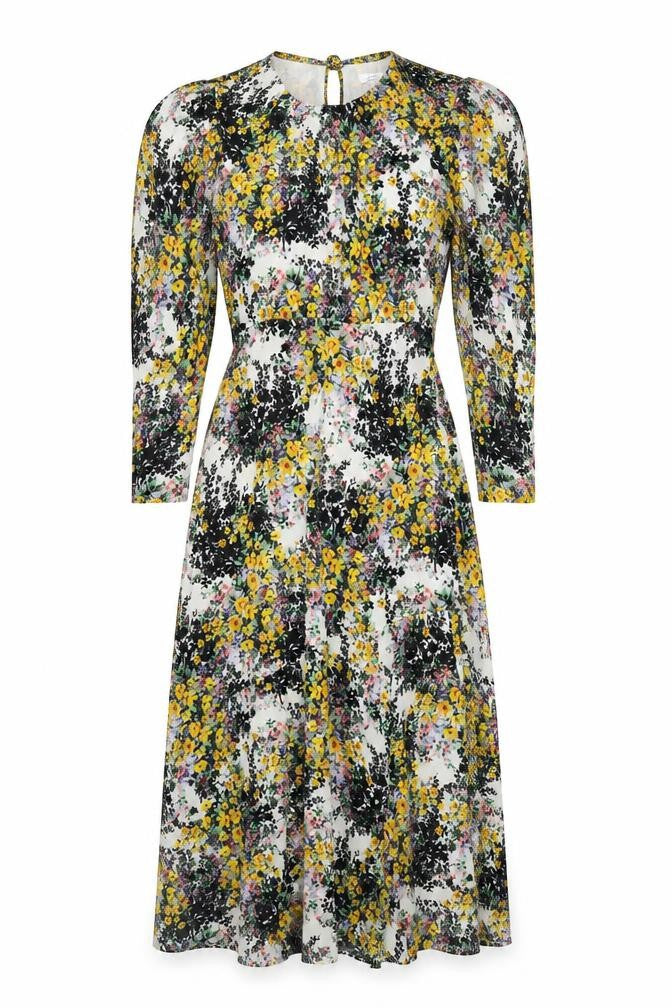Front view of Topshop women’s multicoloured floral polyester maxi, size UK 10, round neck pullover