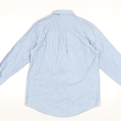 Laura Gribby Womens Blue Cotton Basic Button-Up Size 10 Collared