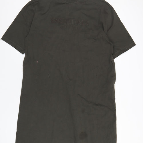 Fear of God Womens Green Cotton T-Shirt Dress Size S Mock Neck Pullover