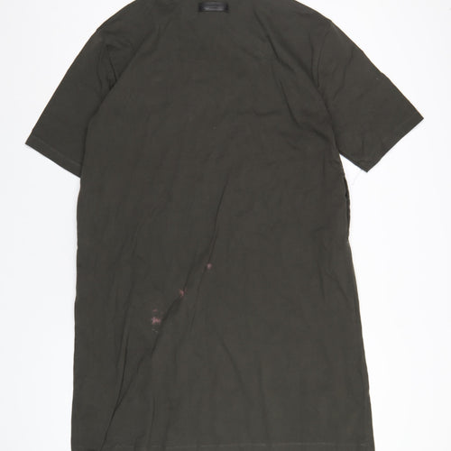 Fear of God Womens Green Cotton T-Shirt Dress Size S Mock Neck Pullover