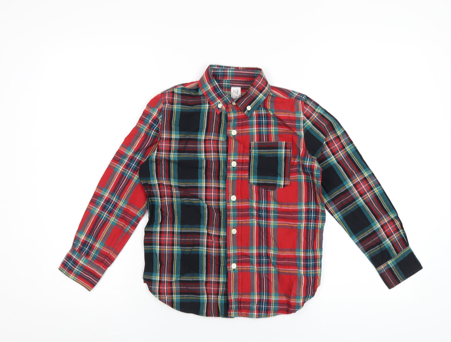 Gap Boys Multicoloured Plaid Cotton Basic Button-Up Size 8 Years Collared Button