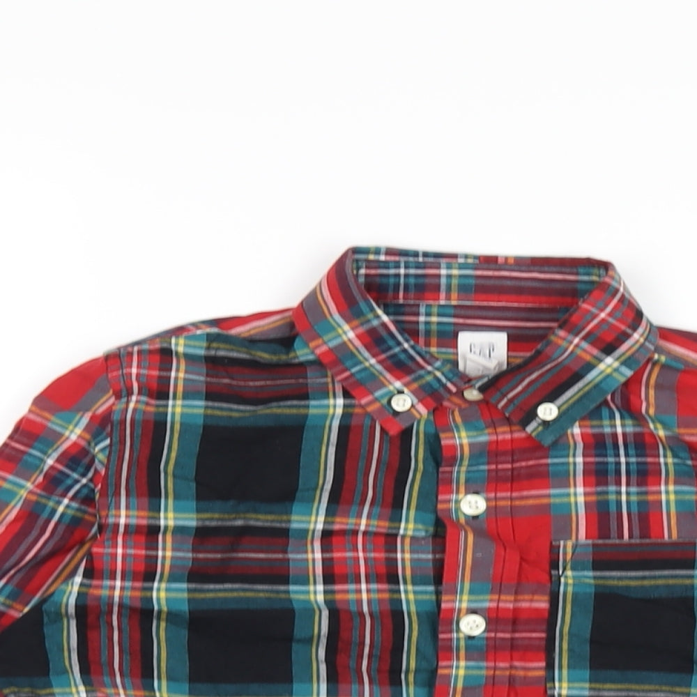 Gap Boys Multicoloured Plaid Cotton Basic Button-Up Size 8 Years Collared Button