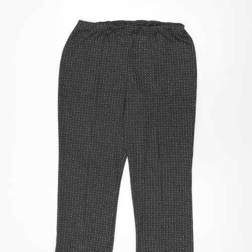 Bonmarché Womens Black Geometric Viscose Trousers Size 16 L25.5 in Regular