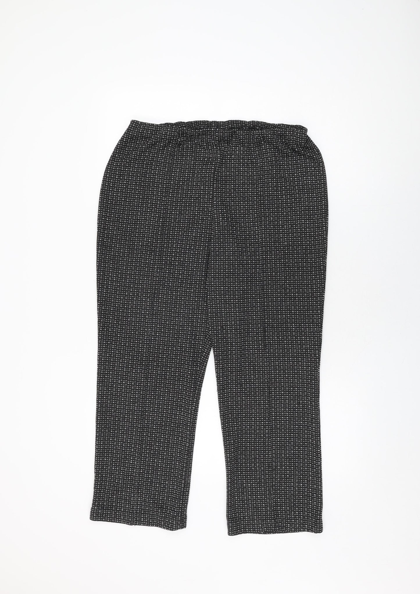 Bonmarché Womens Black Geometric Viscose Trousers Size 16 L25.5 in Regular