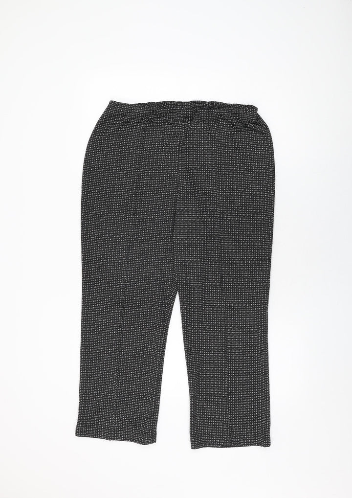 Bonmarché Womens Black Geometric Viscose Trousers Size 16 L25.5 in Regular