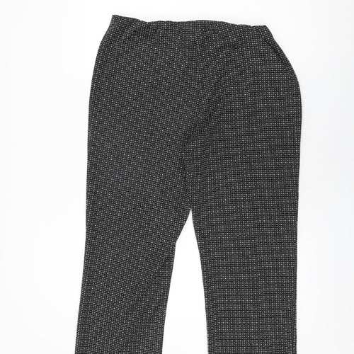 Bonmarché Womens Black Geometric Viscose Trousers Size 16 L25.5 in Regular