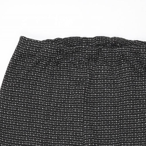 Bonmarché Womens Black Geometric Viscose Trousers Size 16 L25.5 in Regular