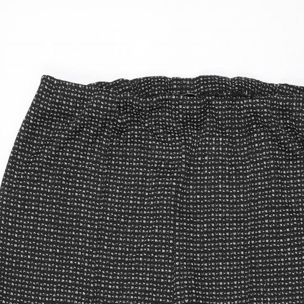 Bonmarché Womens Black Geometric Viscose Trousers Size 16 L25.5 in Regular