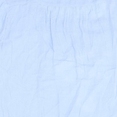 New Directions Womens Blue Cotton Basic T-Shirt Size L Square Neck