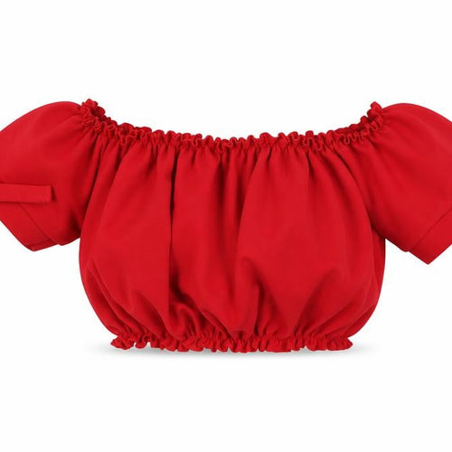 New Look Womens Red Polyester Cropped T-Shirt Size 8 Off the Shoulder