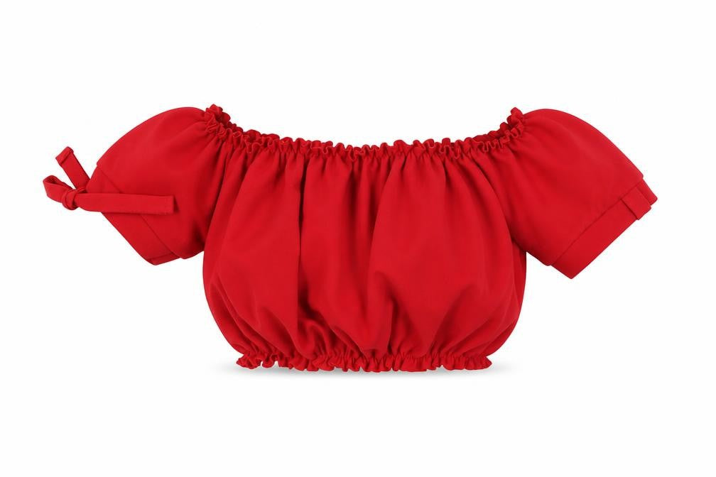 New Look Womens Red Polyester Cropped T-Shirt Size 8 Off the Shoulder